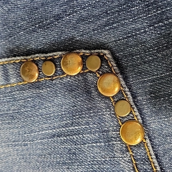 Michael Kors Bootcut Med Wash Faded Jeans With Metal Embellished Pockets Sz 10 - Picture 9 of 14